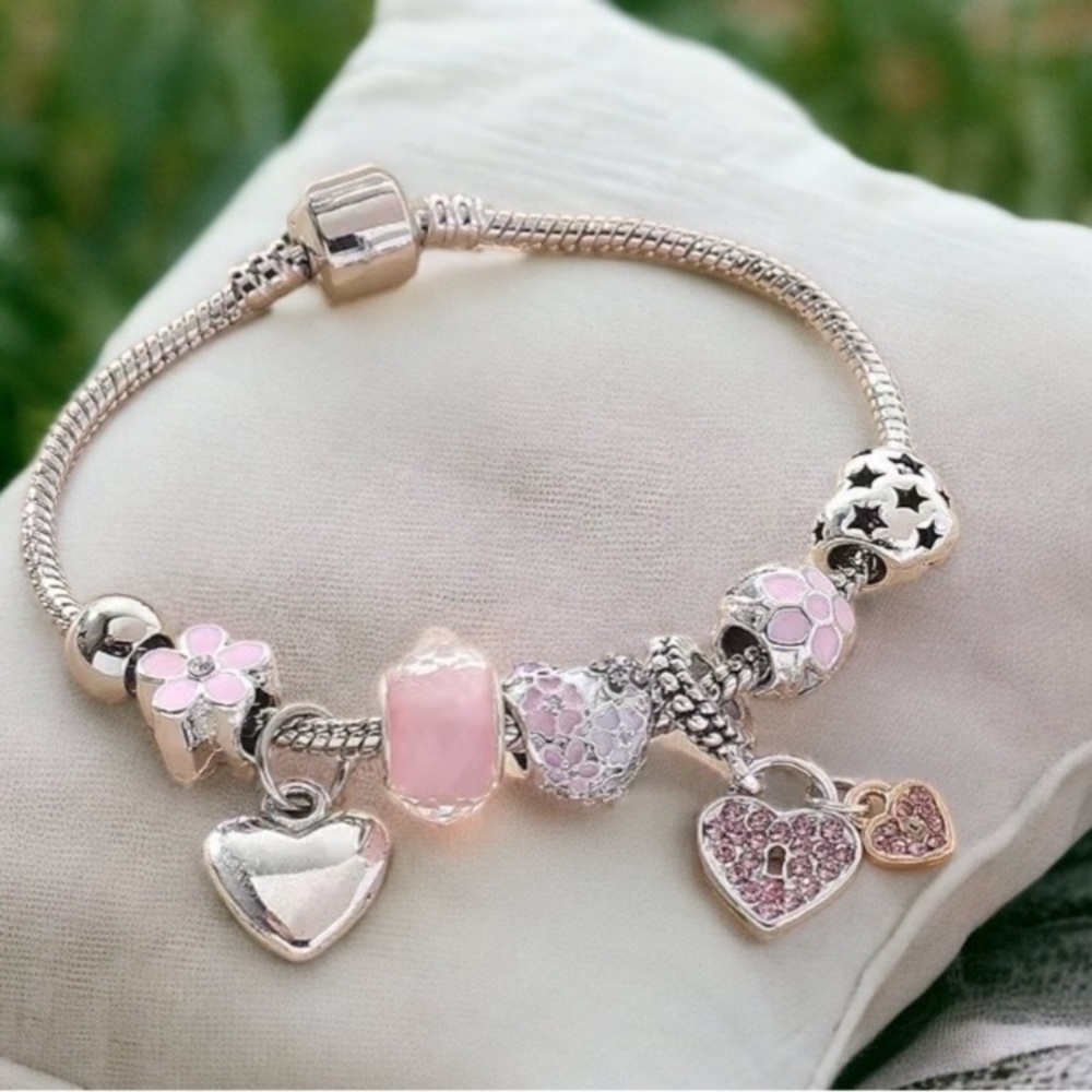 New Silver and Pink Charm Bracelet - Picture 4 of 5